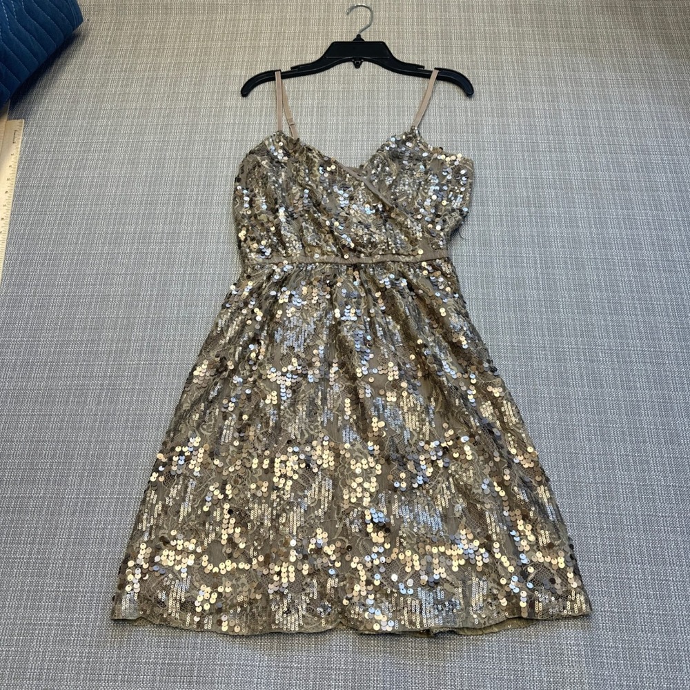 New Express Gold Sequin Lace Mini Dress Small Sleeveless Cocktail Party Hoco